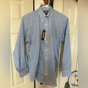 Men's Kirkland Signature Traditional Fit Non Iron Plaid Dress Shirt 15.5- 32/33
